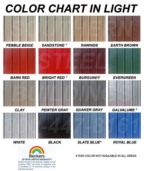 metal house colors|metallic building color chart.